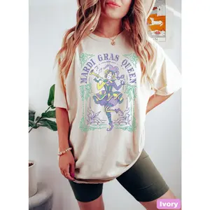 Comfort Colors Retro Mardi Gras Queen Shirt Louisiana Carnival