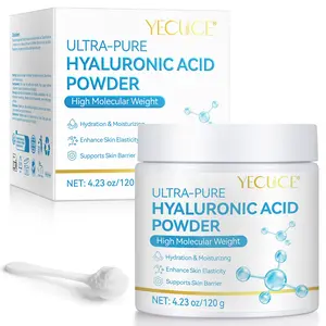Yecuce Pure Hyaluronic Acid Powder 120g, High Molecular Weight Water-Soluble, Super Moisture, Soft & Firm Skin, Gluten-Free, Non-Gmo