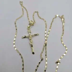 Fashion necklace CHRIST ON THE CROSS new style chain 24"inches GOLD-PLATED jewelry