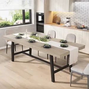 Industrial Rectangular Extendable Dining Table Rustic Brown 63 to 83 Inch Expandable Table with Sturdy Metal Frame Perfect for Kitchen Dining Room Gatherings and Parties Accommodates 6 to 8 People