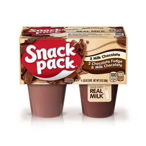 Snack Pack Milk Chocolate and Chocolate Fudge/Milk Chocolate Pudding, 4 Count Pudding Cups Dessert Bonbon