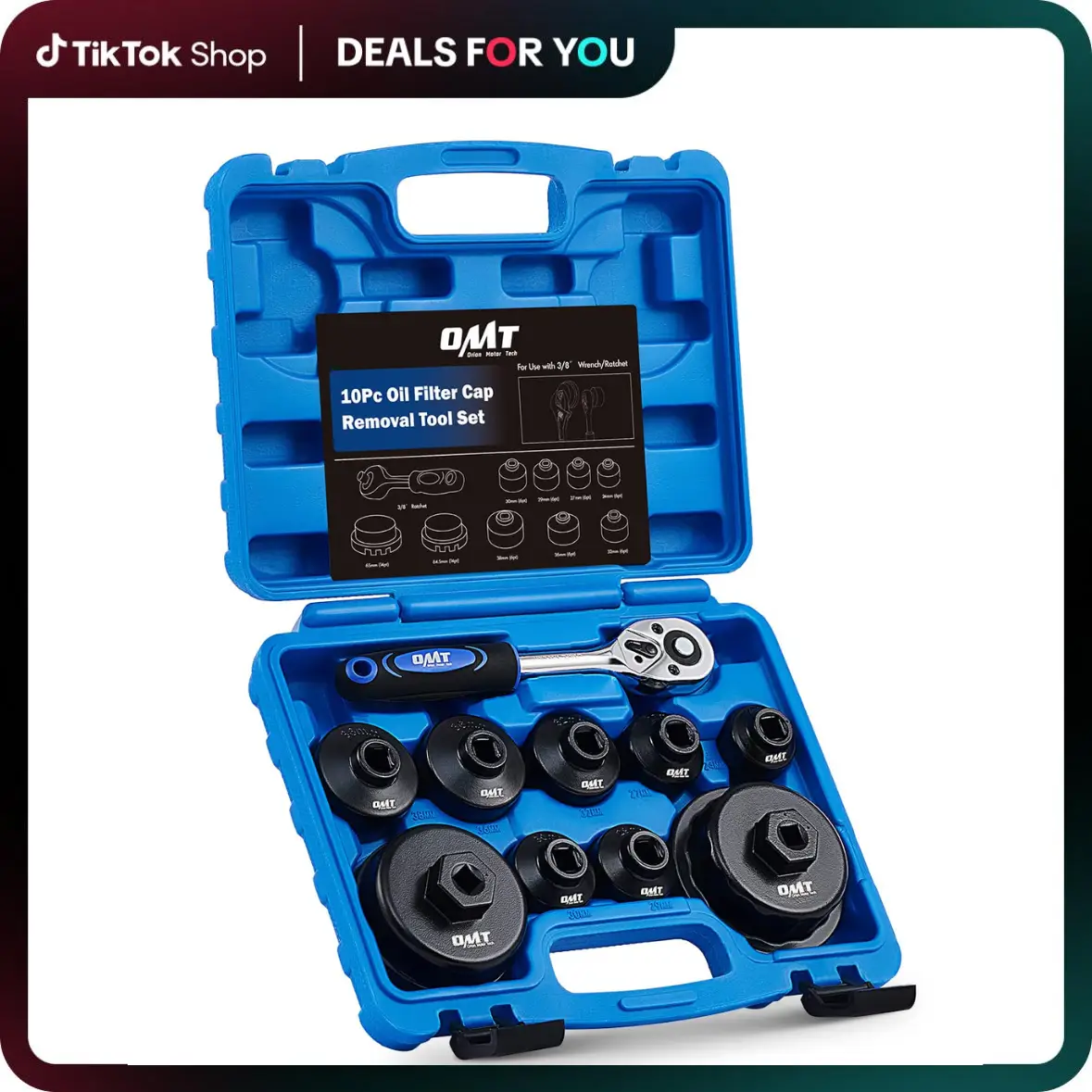 【FallDealsForYou】Orion Motor Tech 3/8" Drive Low Profile Oil Filter Cap Wrench Socket Set,10pc Oil Filter Wrench, Ratchet Oil Filter Cap Removal and I