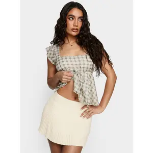 Another Day Knit Pleat Mini Skirt Butter Yellow