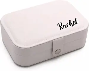 Personalized Jewelry Boxes For Women with name - PU Leather Travel Jewellery Box - Jewels Storage Box For Earring, Ring, Necklace - Bridesmaid Gifts For Girls PU Leather Jewelry Case (Blue With Name)