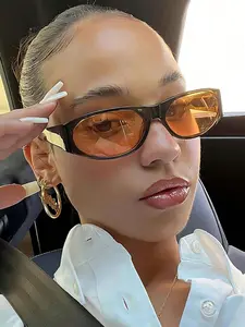 Oval Frame Sun Protection Sunglasses, Trendy Casual Sunglasses for Everyday Use, Fashion Accessories for Outdoor Activities