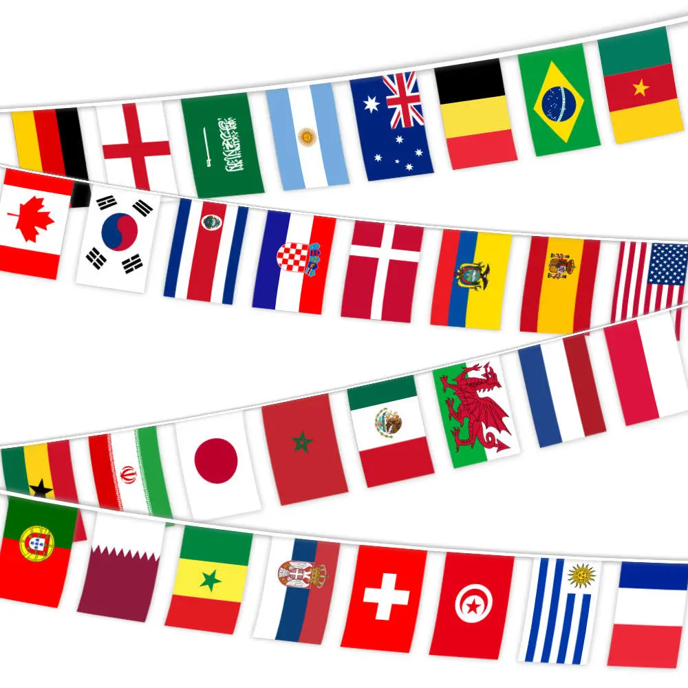 Myverse 48-Country World Flags Bunting Banner Polyester String Pennants 50 Ft Indoor Outdoor Party & Game Day Decor