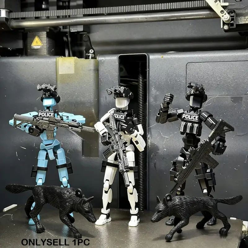 T13 Action Figure Police Style Military Theme Doll with K-9, Jointed Figure, Movable Figurines, Articulated Figurines, Desktop Collection Decorative Ornament, Model Set, Perfect for Collectors, Articulated Figures
