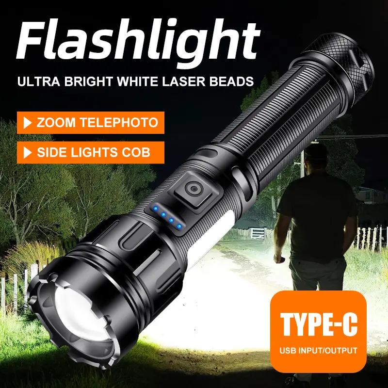 1 Powerful Tactical Rechargeable LED Flashlight - 7-Mode High Brightness, Handheld Design - Perfect for Emergency Situations, Hiking, Camping recharge