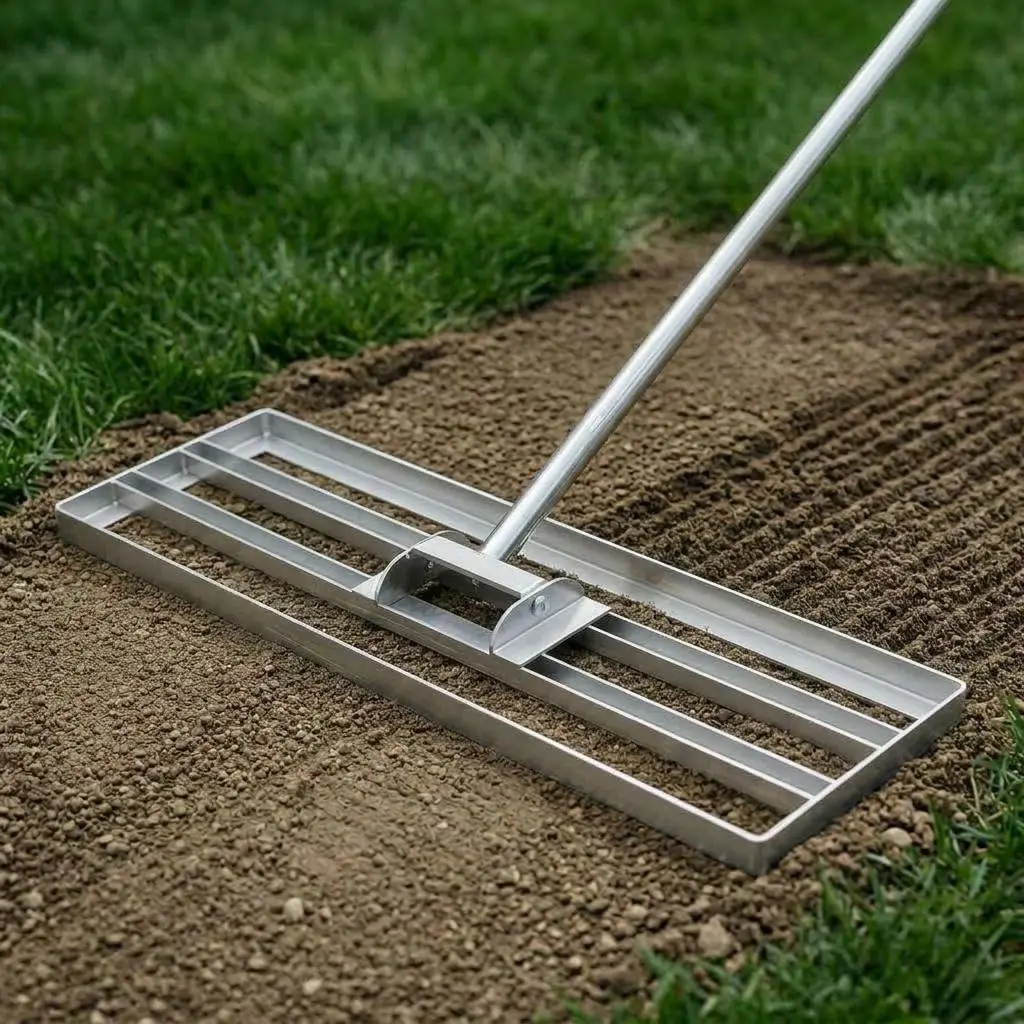 Lawn Leveling Rake, 36" x 10" Level Lawn Tool, Heavy Duty Stainless Steel Lawn Leveler Tool with 6.5 FT Extended Handle, Yard Leveling Rake Suit for Garden, Golf Lawn, Farm