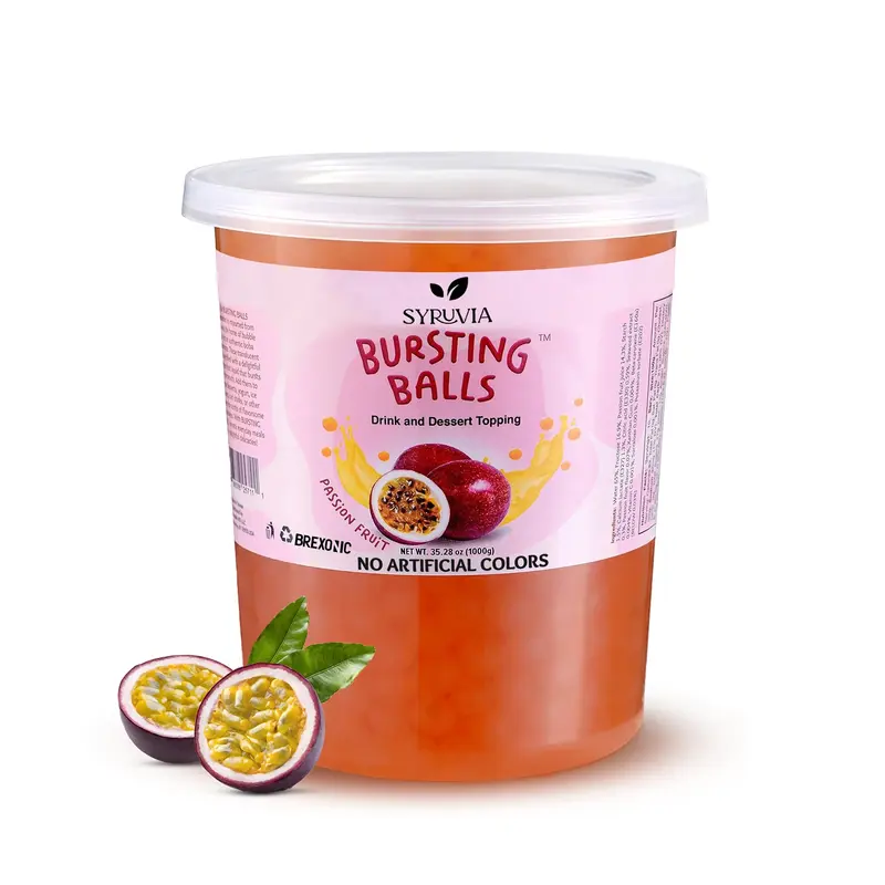 BREXONIC Passion Fruit Popping Boba Pearls, 2 LB – Bursting Tea Balls for Bubble Tea, Smoothies and Desserts. Fruity Topping in Strawberry & Blueberry
