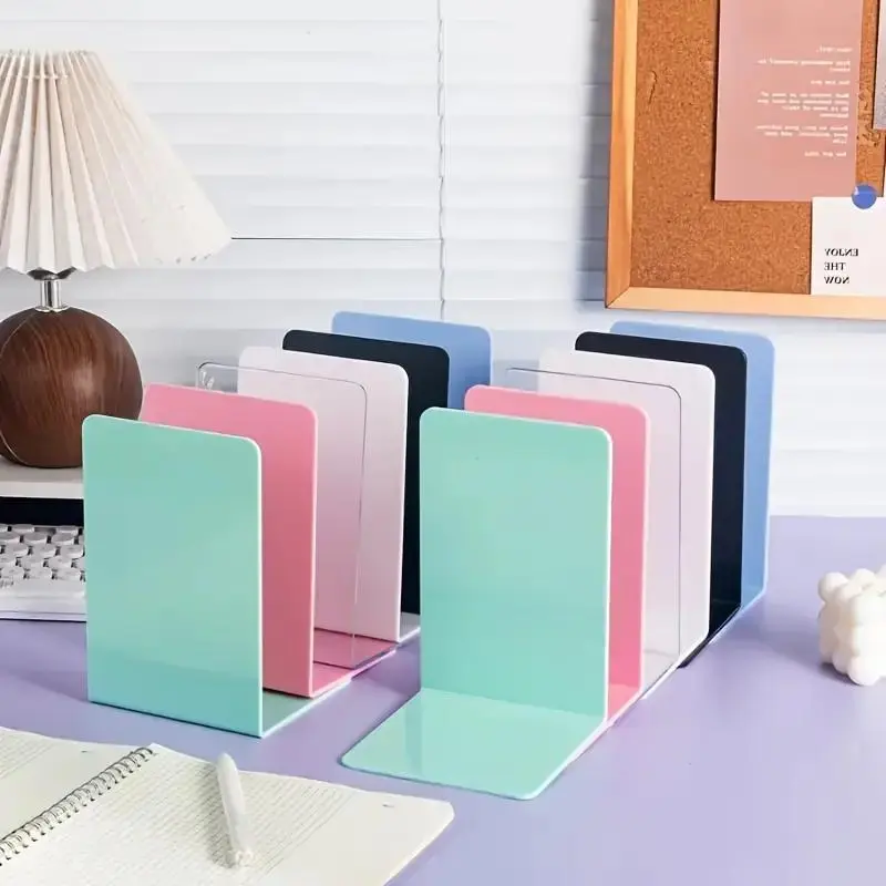 A Set of Four Stylish Multifunctional Bookends, Book Holder, Durable PP Material, Space-Saving Design, Available in Multiple Colors for Home Office Use, Book Accessories, Office Desk Accessories, Office Accessory