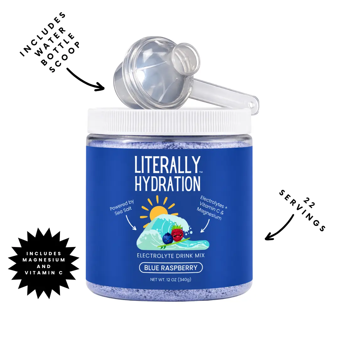 Literally Hydration - Blue Raspberry electrolyte mix - Including water bottle scoop Literally Hydration - Blue Raspberry electrolyte mix - Including water bottle scoop