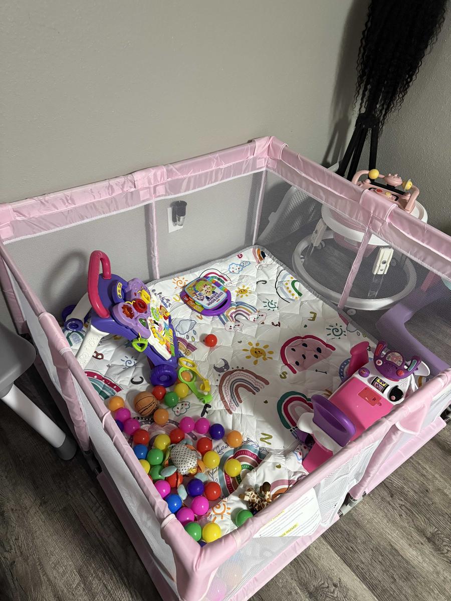 Item: Pink Playpen With Anti-Slip Mat