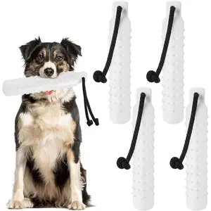 4 Pcs Plastic Puppy Training Dummy Dog Bumper Float Toy Lightweight for Water Retrieving Pool Outdoor Training Hunting Fetching Pure White