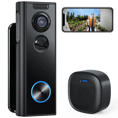 XTU Wireless Smart Video Doorbell Camera - 2K Security Camera, No Subscription, 2-Way Audio, Instant Alert, Human Detection, Night Vision, Waterproof, Privacy Protection, Wi-Fi, Wall Mount, Micro SD Support, Smart Home Gadget
