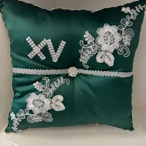 Emerald Green and Silver XV Pillow