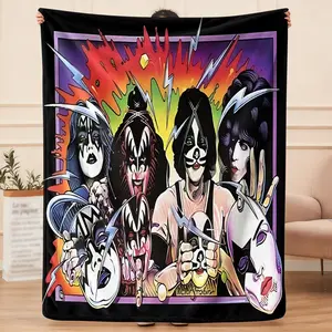 KISS Inspired Flannel Blanket for Sofa, Bed, Camping or Traveling, All Seasons Decoration, Soft and Comfortable Home Decor Gift for Women and Men Ideal Gift, Multiple Sized, for Halloween, Thanksgiving, Christmas