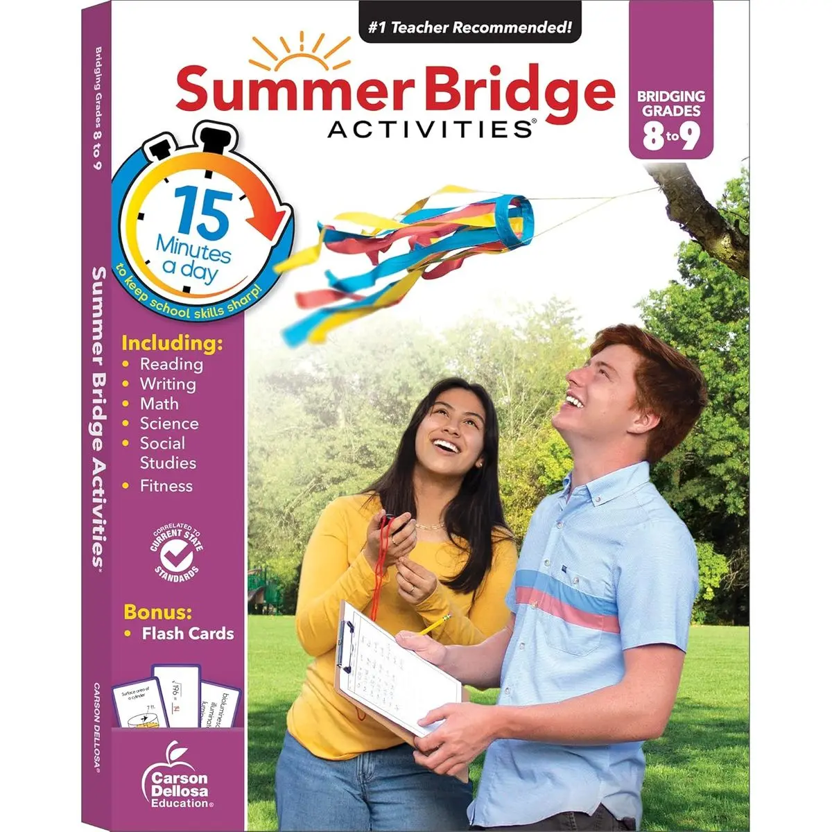Summer Bridge Activities 8th to 9th Grade Workbooks All Subjects, Middle School Books With Math, Reading Comprehension, Science, Fitness, Social Studies, Writing Practice, and Flash Cards Paperback – April 15, 2022