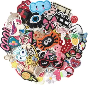 70Pcs Random Assorted Embroidered Iron on Patches, Cute Sewing Applique for Jackets, Hats, Backpacks, Jeans, DIY Accessories big  patches morale patch diy craft project Flower Embroidery Heart Embroidery