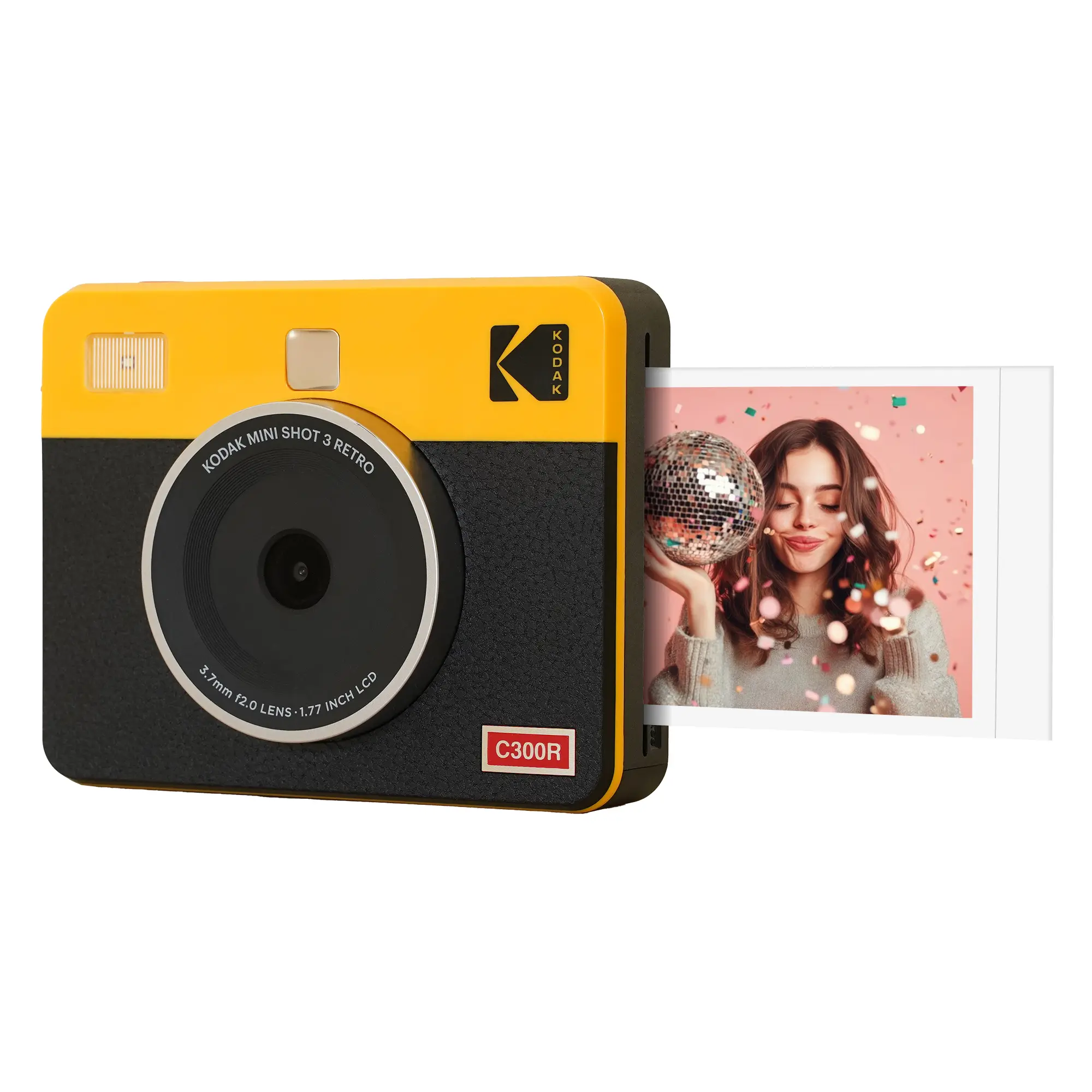 Kodak Mini Shot 3 Retro 4PASS 2-in-1 Instant Digital Camera and Photo Printer (3x3 inches), Yellow