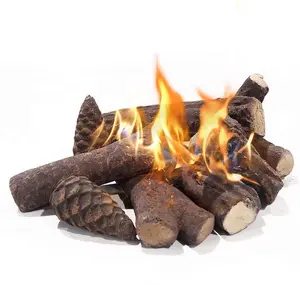 Realistic 9-Piece Ceramic Gas Fireplace Logs Set for Indoor and Outdoor Use