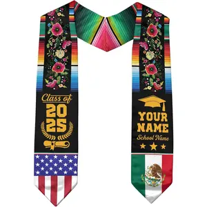 Customize Mexican American Graduation Stole 2025, Mexico American Flag Sash 2025, Custom Mexican Graduation Sash, Graduation Gift