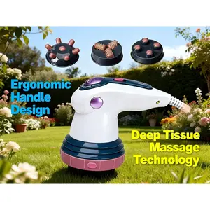 Electric Portable Handheld Vibration Massager 3 Speeds 3 Interchangeable Heads Ergonomic Grip Home Use Tool