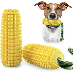 Generic  Dog Chew Toys Squeak,Toothbrush Cleaning Teeth, Interactive Relieve Boredom Corn Toys,Large Non-Aggressive Chewers, Puppy Aggressive Chewer and Other Medium., Yellow