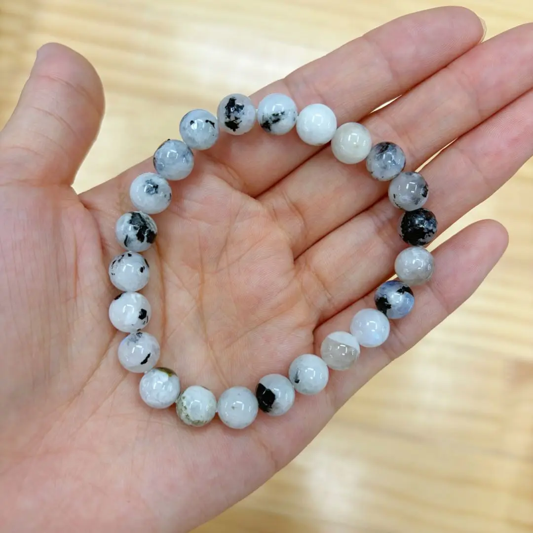 Julia(15316)gc.8 mm rainbow moonstone bracelet 10 pcs