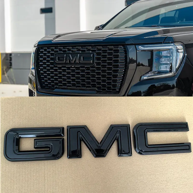 GMC Grille Emblem, Vehicle Accessories for 2019-2026 Sierra 1500 2500HD 3500HD Truck Badge Replacement - Pre-Pasted, Weatherproof, IP67 (Chrome/Matte/Gloss Black), Plastic