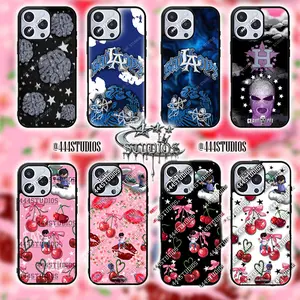 LA CHERRY V2 / SAD BOYZ / Junior H Protector / Funda / DANDY HATS / CLAVE ALI - 444Studios - WATERMARK NOT INCLUDED Stylish Pink, BLACK AND WHITE Case with Dark Border fo r Enhanced Mobile Experience