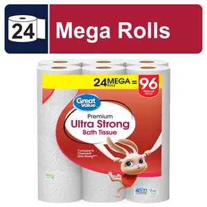 Great Value Ultra Strong 2-Ply Toilet Paper, 24 Mega Rolls