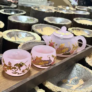 Glass glowing teapot set