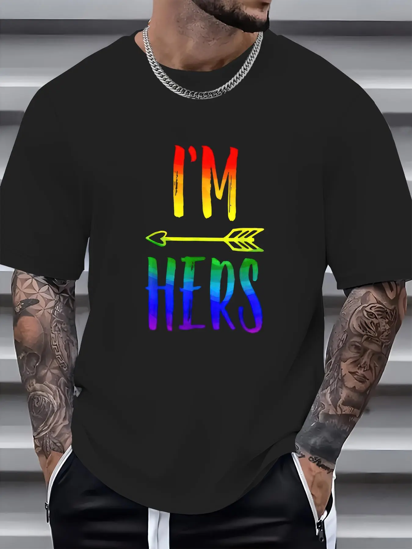 100% Cotton LGBT Pride I'm Her She's Mine Lesbian Couple Matching Lover T-Shirt, Women's Men's Graphic Tee Causal Tops