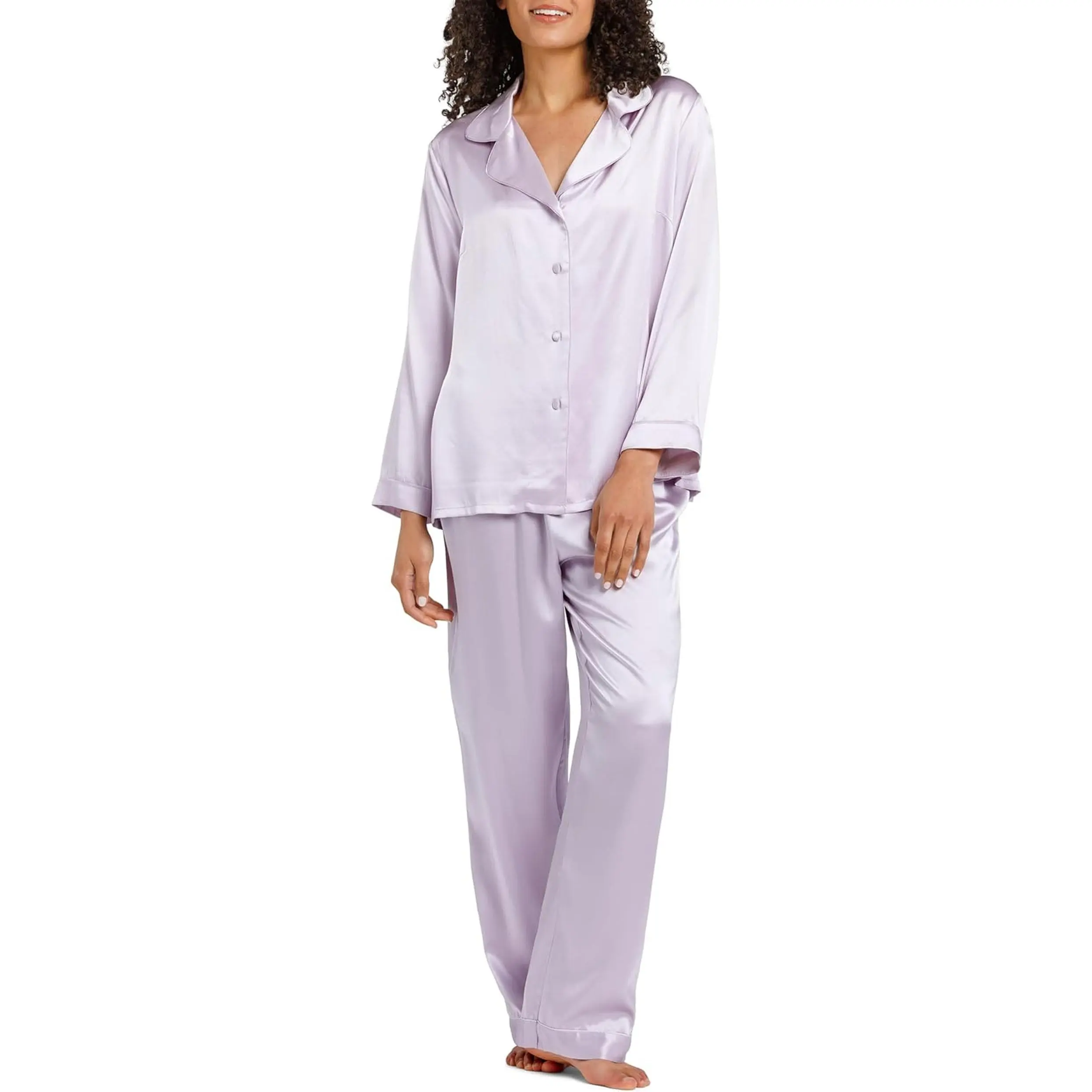 Women'S 100% Mulberry Silk Long Pajama Set with Gift Box