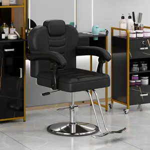 Toauuo 330LBS Reclining Barber Chair, Heavy Duty Hydraulic Salon Chair, 360° Swivel 160° Reclining Tattoo Beauty Chair, Adjustable Headrest & 22.5'' Rust-Proof Base for Hair Stylist Spa