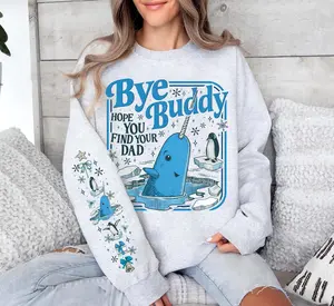 Vintage EIf Movie Sweatshirt, Bye Buddy! Buddy Narwhal Christmas Sweater, Unisex T-shirt and Hoodie