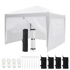 Heavy duty waterproof pop-up canopy tent -4 side wall outdoor folding tent, Oxford fabric, perfect for events, weddings, backyard parties - including wooden stakes, ropes, and handbags
