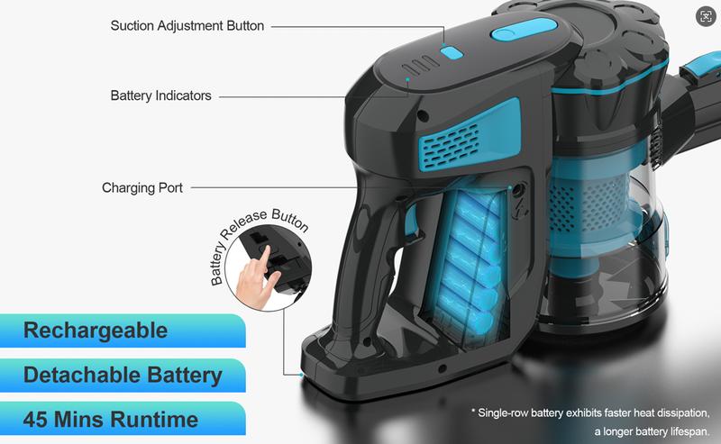 [FebFaves] V770 Cordless Stick Vacuum Cleaner, 25Kpa Strong Suction, 45 Mins Runtime, 6-in-1 Lightweight Stick Vacuum，Anti-Tangle Brush for Home Pet Hair Hardwood Floor Carpet Cleaning