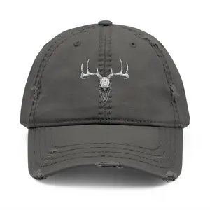 Distressed Embroidered Buck Bandit Dad Hat — Vintage Hunting Cap