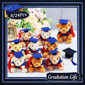 8/24 Pcs Mini Graduation Bear Tiny Plush Bear with Diploma and Hat for 2026 Graduation Class of 2026 Ceremony Party Favors DIY Present Congratulation Gifts for Students