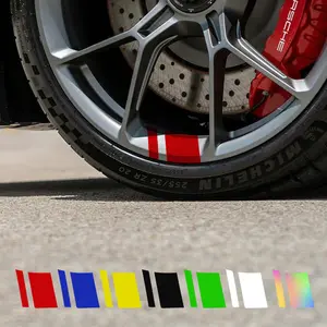 1PC Racing Style "Red-White Stripe" Logo Sticker - For car wheels, bodies, cycling gear. Full of passionate competitive vibe, add color-block stripe (clean line + racing design) elements. A favorite decor for racing sport style lovers!