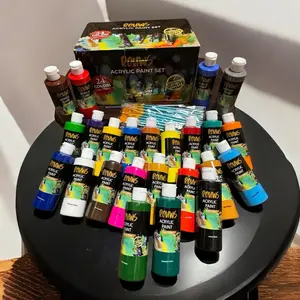 24 Colors Acrylic Paint Set with 12 Brushes - Easter Basket Stuffers for Teens