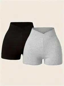 Women's Solid Color High Waist Shorts, Casual Comfy Breathable Skinny Shorts for Daily Wear, Ladies Bottoms for Summer