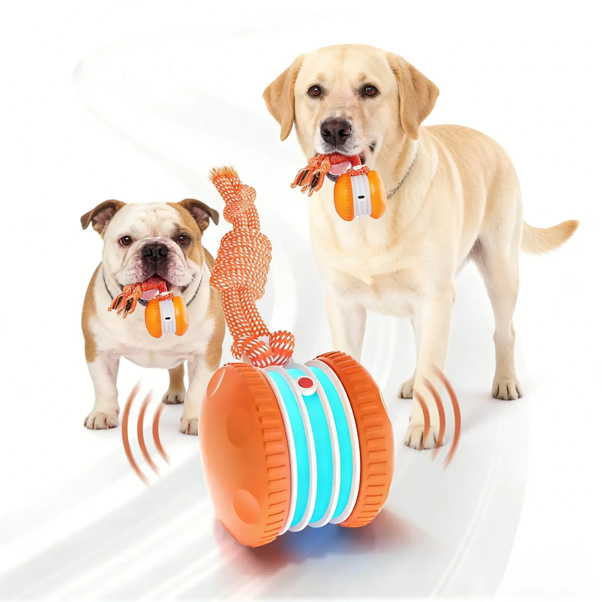 Dog Indoor Training Ball - Electric Random-Movement Rope Tug Toy, Motion-Activated Boredom Relief for Small Dogs, Engage Senses Pet Active Play Entertainment Toy