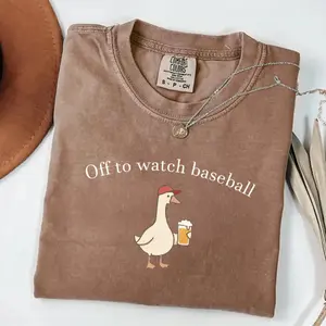Off To Watch Baseball Comfort Colors Shirt, Silly Goose Tee, Funny Duck Animal Shirt, Adult Baseball Shirt, Game Day Baseball