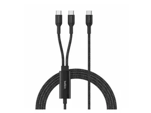 Belkin BoostCharge Pro Braided USB-C to Dual USB-C Cable 140W - Black - 5ft/1.5m - CAC004fq1.5MBK