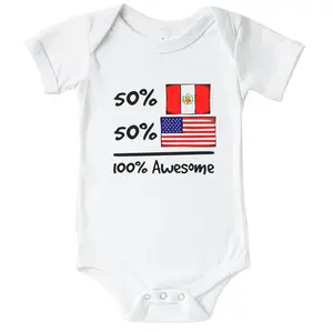 50% Peruvian 50% American 100% Awesome Cute Peru Flag Baby Bodysuit - Infant One Piece