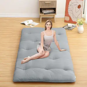 【GARVEE】Twin Size Japanese Floor Mattress 39" x 80" - Foldable Tatami Futon Mattress Sleeping Pad for Adults, Roll Up Camping Mattress for RV, Travel, Dorm, Light Grey