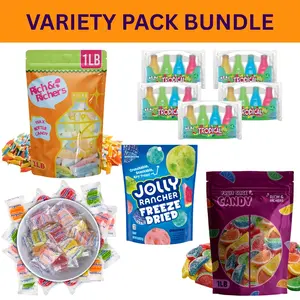 Variety Pack Candy Bundle – Nik L Nip Wax Bottles 1 lb, Fruit Slices 1 lb, Sunkist Fruit Gems 1 lb, Tropical Wax 5-Pack & Freeze Dried Jolly Ranchers